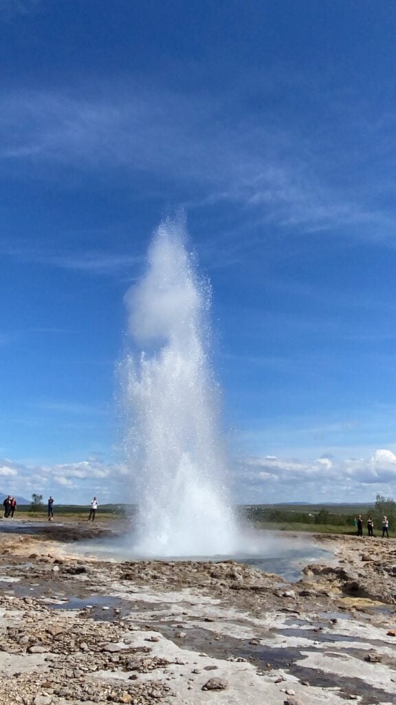 Strokkur geyser erupting in the Haukadalur geothermal area